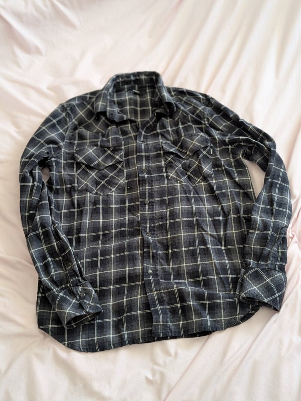 Diesel Black Plaid Long Sleeve Button Down Shirt S